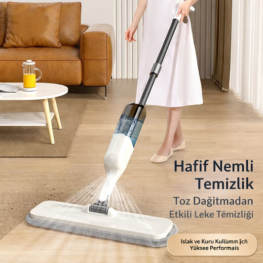 Mikrofiber Mop | Deterjan Hazneli, Spreyli, 360° Döner Başlıklı Temizlik Seti